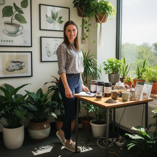 Prikaz pakiranja čaja s ginkom bilobom na radnom stolu s bilježnicom i olovkom.